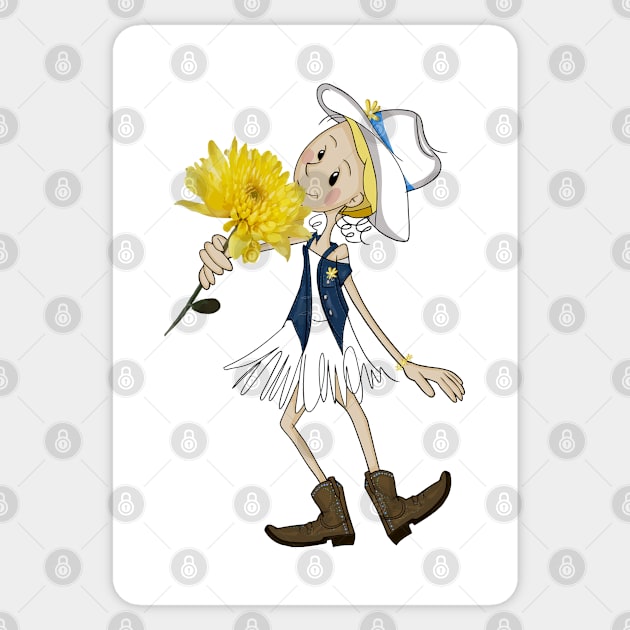 Flower Girl Cowgirl Sticker by AuburnQuailart